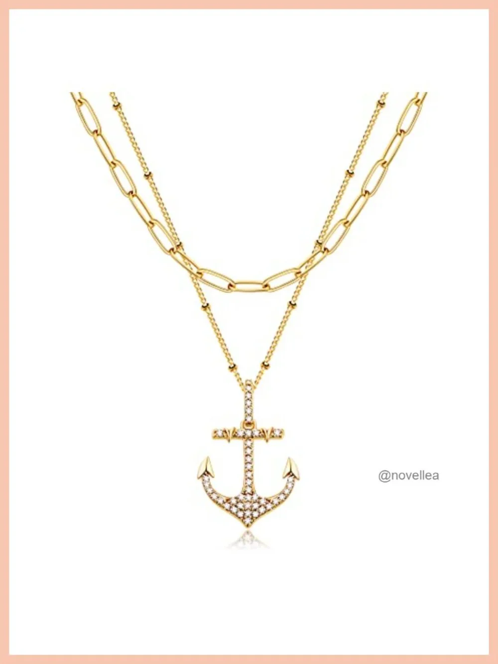 18K Gold Plated Brass 2-Piece Dainty Pendant Layered Necklace Set for Women